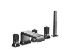 Bezel™ Deckmount Bath Faucet with Handshower and Diverter, Nero Marquina Handles