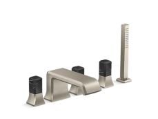 Bezel™ Deckmount Bath Faucet with Handshower and Diverter, Nero Marquina Handles