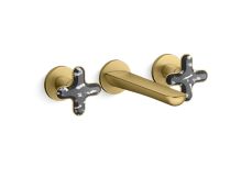 002® Wall Mount Widespread Sink Faucet, Zebra Jasper Cross Handles