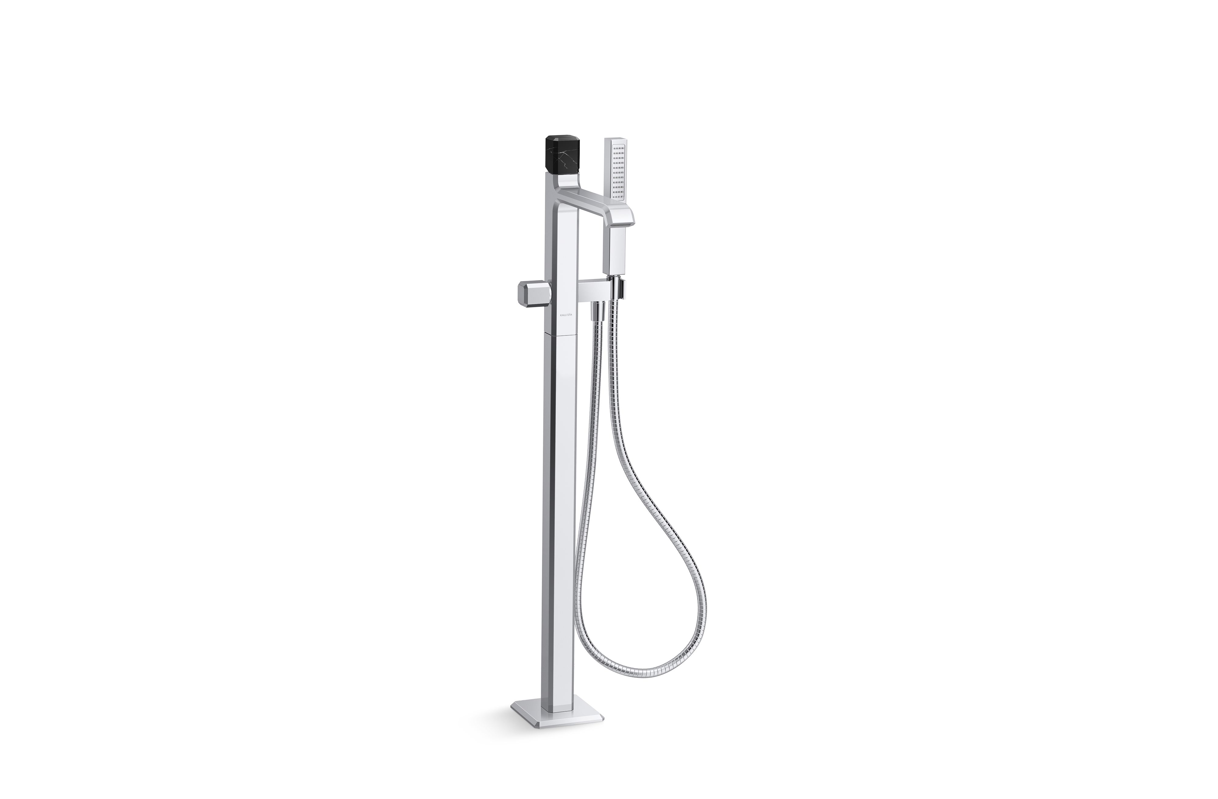 Bezel™ — Freestanding Bath Faucet with Handshower, Nero Marquina Handle