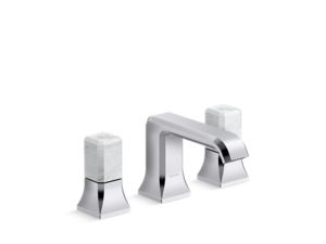 Widespread Sink Faucet, White Carrara Stone