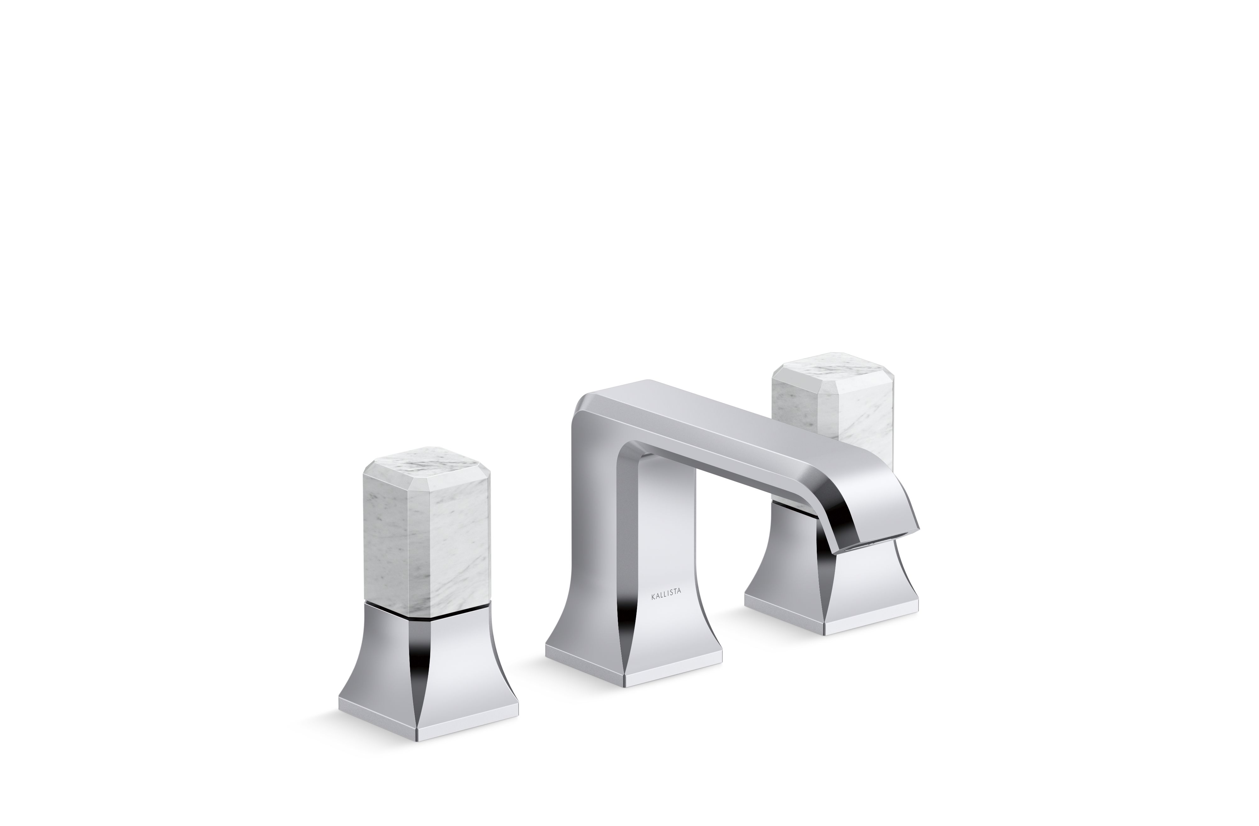 Bezel™ — Widespread Sink Faucet, White Carrara Handles