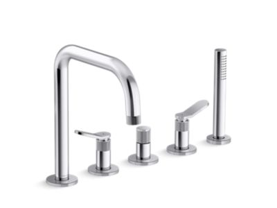 Deckmount Bath Faucet with Diverter and Handshower