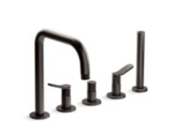 Deckmount Bath Faucet with Diverter and Handshower 0