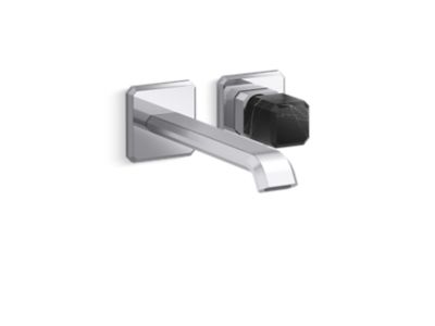 Wall Mount Single Control Sink Faucet, Elongated Spout, Nero Marquina Handle