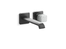 Bezel™ Wall Mount Single Control Sink Faucet, Elongated Spout, White Carrara Handle
