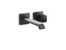 Bezel™ Wall Mount Single Control Sink Faucet, Elongated Spout, Nero Marquina Handle
