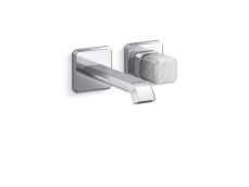Bezel™ Wall Mount Single Control Sink Faucet, White Carrara Handle