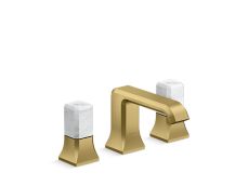 Bezel™ Widespread Sink Faucet, White Carrara Handles