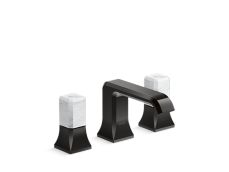 Bezel™ Widespread Sink Faucet, White Carrara Handles