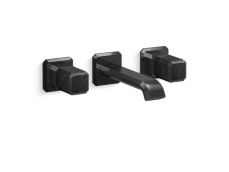 Bezel™ Wall Mount Widespread Sink Faucet, Nero Marquina Handles