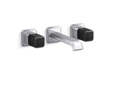 Bezel™ Wall Mount Widespread Sink Faucet, Nero Marquina Handles