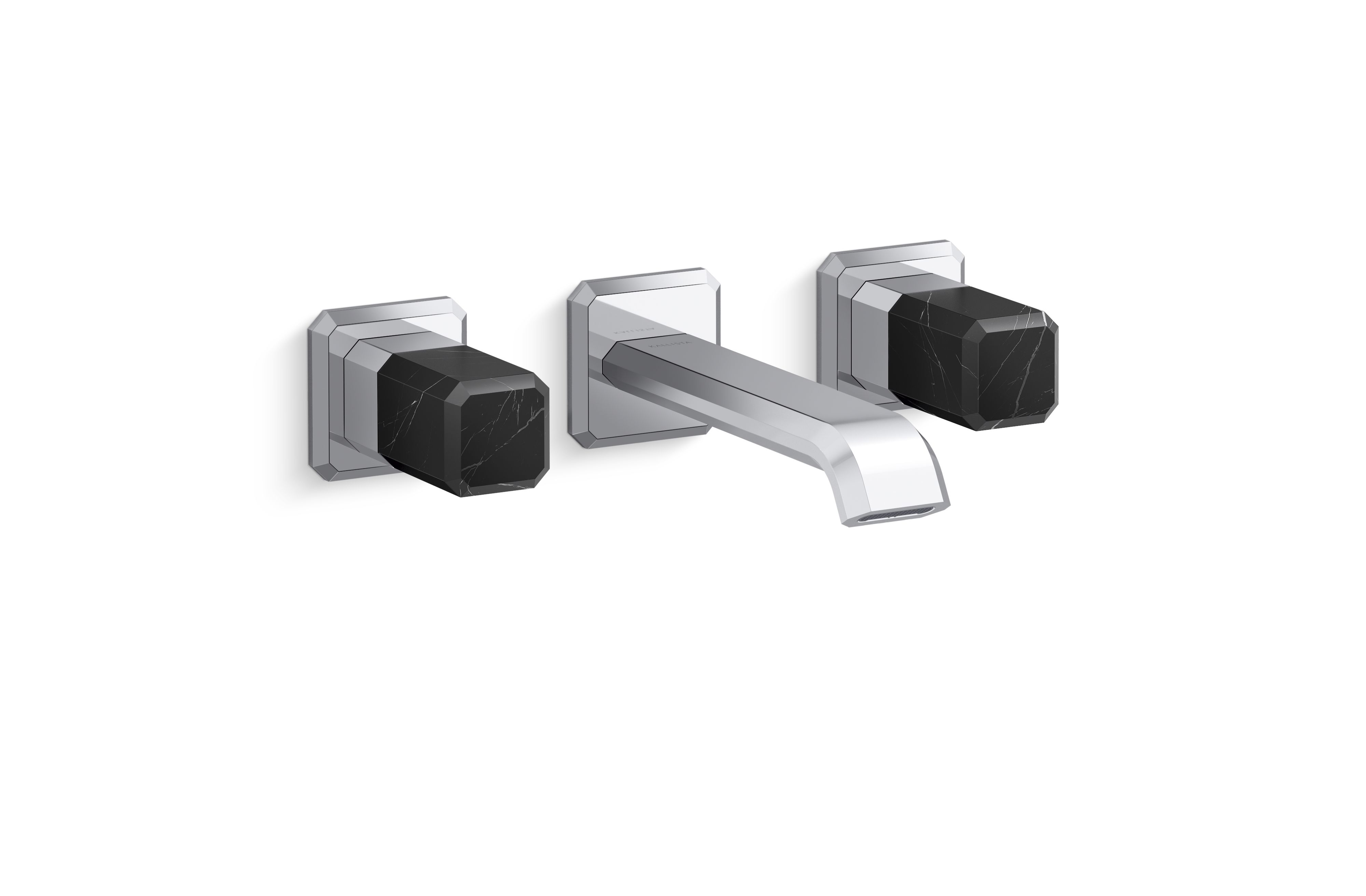 Bezel™ — Wall Mount Widespread Sink Faucet, Nero Marquina Handles