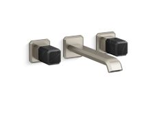 Bezel™ Wall Mount Widespread Sink Faucet, Elongated Spout, Nero Marquina Handles
