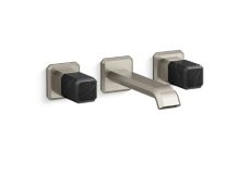 Bezel™ Wall Mount Widespread Sink Faucet, Nero Marquina Handles