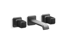 Bezel™ Wall Mount Widespread Sink Faucet, Nero Marquina Handles