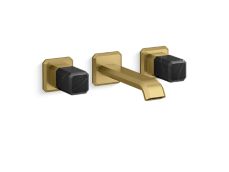 Bezel™ Wall Mount Widespread Sink Faucet, Nero Marquina Handles