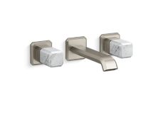 Bezel™ Wall Mount Widespread Sink Faucet, White Carrara Handles