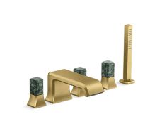 Bezel™ Deckmount Bath Faucet with Handshower and Diverter, Guatemala Stone Handles