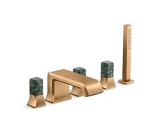 Bezel™ Deckmount Bath Faucet with Handshower and Diverter, Guatemala Stone Handles