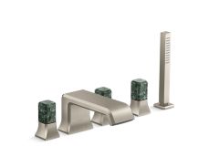 Bezel™ Deckmount Bath Faucet with Handshower and Diverter, Guatemala Stone Handles