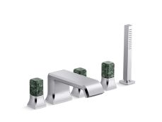 Bezel™ Deckmount Bath Faucet with Handshower and Diverter, Guatemala Stone Handles