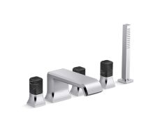 Bezel™ Deckmount Bath Faucet with Handshower and Diverter, Nero Marquina Handles