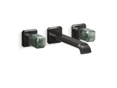 Bezel™ Wall Mount Widespread Sink Faucet, Elongated Spout, Guatemala Stone Handles