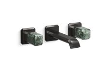 Bezel™ Wall Mount Widespread Sink Faucet, Guatemala Stone Handles