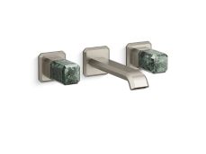 Bezel™ Wall Mount Widespread Sink Faucet, Guatemala Stone Handles