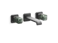 Bezel™ Wall Mount Widespread Sink Faucet, Guatemala Stone Handles