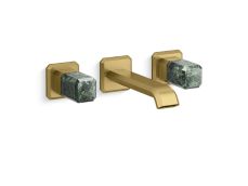 Bezel™ Wall Mount Widespread Sink Faucet, Guatemala Stone Handles
