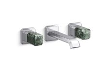 Bezel™ Wall Mount Widespread Sink Faucet, Guatemala Stone Handles