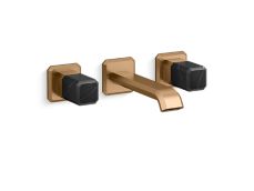 Bezel™ Wall Mount Widespread Sink Faucet, Nero Marquina Handles