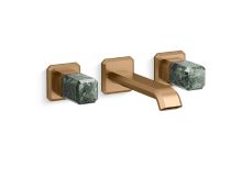 Bezel™ Wall Mount Widespread Sink Faucet, Guatemala Stone Handles