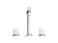 Sink faucet, arch spout, White Porcelain knob handles 2