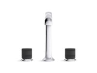 Sink faucet, arch spout, Matte Black Porcelain knob handles 1