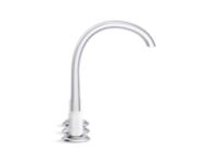 Sink faucet, arch spout, White Porcelain knob handles 3