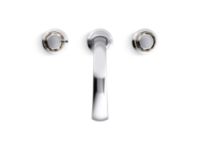 Sink faucet, arch spout, flannel grey Saint-Louis crystal knob handles 5