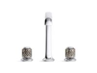 Sink faucet, arch spout, flannel grey Saint-Louis crystal knob handles 3