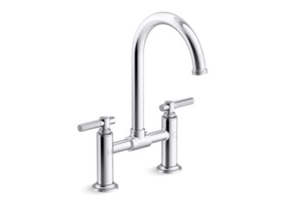 Deck-Mount Bridge Faucet, Arch Spout, Lever Handles