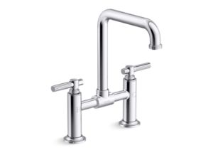 Deck-Mount Bridge Faucet, Tall Spout, Lever Handles