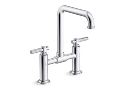 Deck-Mount Bridge Faucet, Tall Spout, Lever Handles
