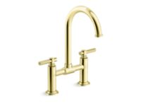 Deck-Mount Bridge Faucet, Arch Spout, Lever Handles 0 0