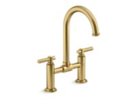 Deck-Mount Bridge Faucet, Arch Spout, Lever Handles 0 0