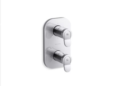Stacked 3-Outlet Thermostatic Trim, Lever Handle