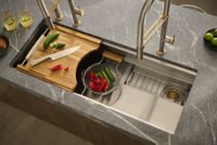 45" Stainless Steel Kitchen Sink with Deluxe Accessories 3 3
