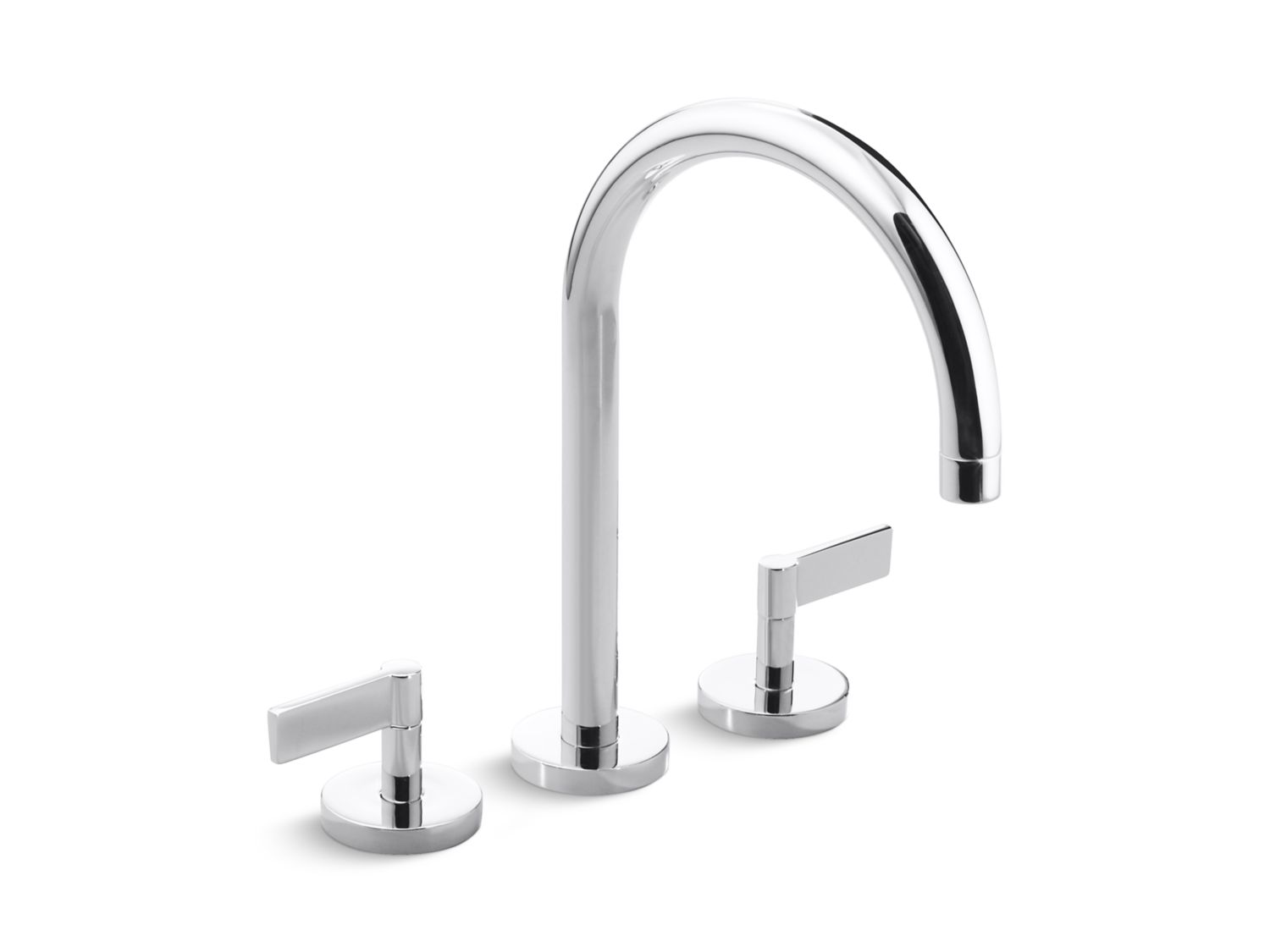 One Deck Mount Bath Faucet Gooseneck Spout Lever Handles