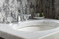 Sink faucet, low spout, clear Saint-Louis crystal knob handles 6