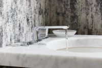 Sink faucet, low spout, clear Saint-Louis crystal knob handles 8